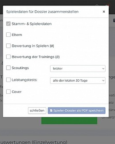 Noch mehr Exportm&ouml;glichkeiten: Spielerlisten und Spielerdossier